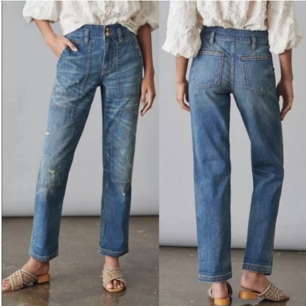 Anthropologie Pilcro Wanderer Carpenter Boyfriend Double Knee Distressed Jeans